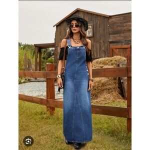 Blue Denim Women's Overall Dress Medium